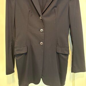 Unlined stretch wool navy blazer.